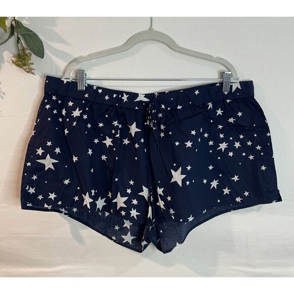 J.Crew XXL Star Print Cotton Sleep Shorts Navy Blue & White 100% Cotton - Picture 1 of 10
